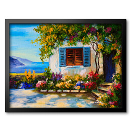 Obraz w ramie Piękne domy blisko morza - obraz olejny