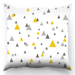 Poduszka Szare i żółte trójkąty na białym tle