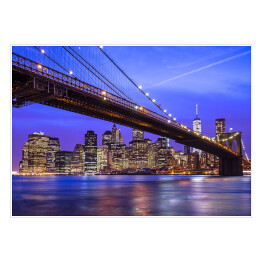 Plakat samoprzylepny Manhattan na tle mostu nocą