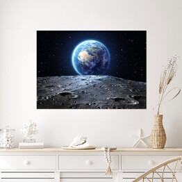 Plakat Niebieska Ziemia widziana z powierzchni Księżyca