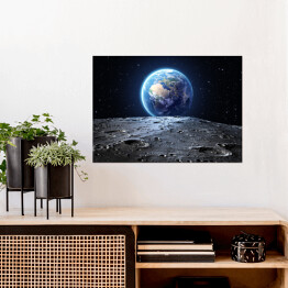 Plakat Niebieska Ziemia widziana z powierzchni Księżyca