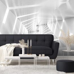 Fototapeta winylowa zmywalna Surrealistyczny tunel z białym wzorem na ścianach 3D