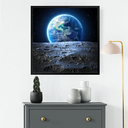 Obraz w ramie Niebieski widok Ziemi z powierzchni Księżyca 