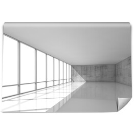 Fototapeta winylowa zmywalna Białe otwarte wnętrze z oknami i szarymi ścianami 3D