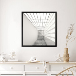 Obraz w ramie Puste białe wnętrze z jaskrawym sufitem 3D