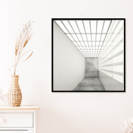 Plakat w ramie Puste białe wnętrze z jaskrawym sufitem 3D