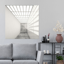 Plakat samoprzylepny Puste białe wnętrze z jaskrawym sufitem 3D
