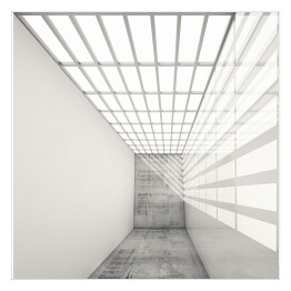 Plakat samoprzylepny Puste białe wnętrze z jaskrawym sufitem 3D