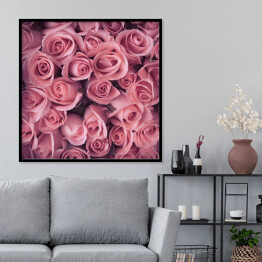 Plakat w ramie Bukiet delikatnych różowych róż