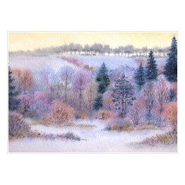 Plakat samoprzylepny Zimowy las na peryferiach