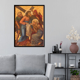 Plakat w ramie Jerozolima - Weronika ociera twarz Jezusa - obraz
