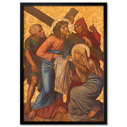 Plakat w ramie Jerozolima - Weronika ociera twarz Jezusa - obraz