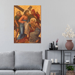 Plakat samoprzylepny Jerozolima - Weronika ociera twarz Jezusa - obraz