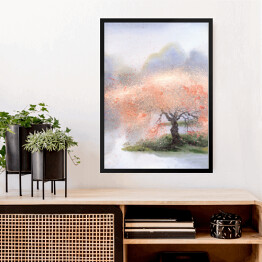 Obraz w ramie Kwitnące drzewo w pobliżu rzeki