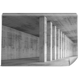 Fototapeta Puste betonowe szare wnętrze 3D z kolumnami 