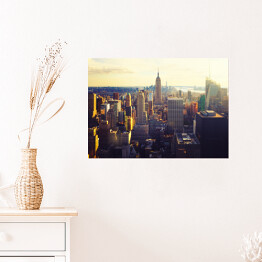 Plakat Manhattan o zachodzie słońca