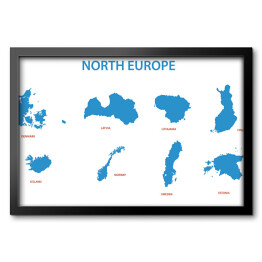 Obraz w ramie Europa północna - mapy terytoriów