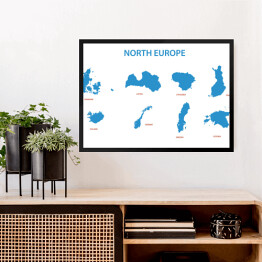 Obraz w ramie Europa północna - mapy terytoriów