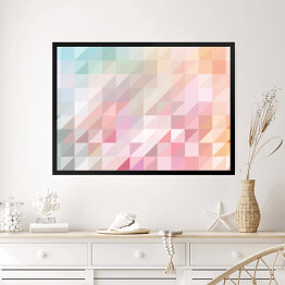 Obraz w ramie Mozaika z kolorowych trójkątów w delikatnych barwach