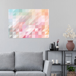Plakat samoprzylepny Mozaika z kolorowych trójkątów w delikatnych barwach