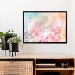 Obraz w ramie Mozaika z kolorowych trójkątów w delikatnych barwach