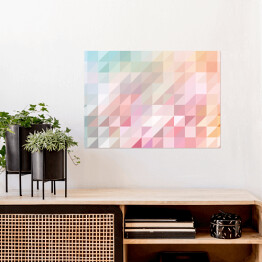 Plakat Mozaika z kolorowych trójkątów w delikatnych barwach