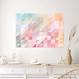 Plakat Mozaika z kolorowych trójkątów w delikatnych barwach