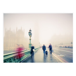 Plakat Most Westminster w Londynie we mgle