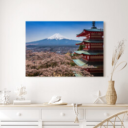 Obraz na płótnie Kwitnące wiśnie na tle góry Fuji