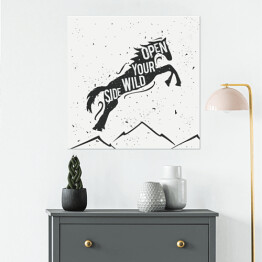 Plakat samoprzylepny Skaczący koń i góry
