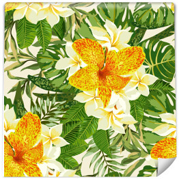 Tapeta samoprzylepna w rolce Egzotyczne żółte kwiaty z pomarańczowymi plamkami