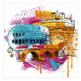 Plakat samoprzylepny Rzymska architektura - kolorowa kompozycja