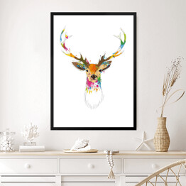 Obraz w ramie Kolorowa głowa jelenia