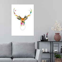 Plakat Kolorowa głowa jelenia