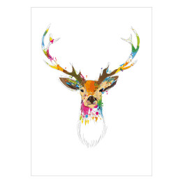 Plakat Kolorowa głowa jelenia