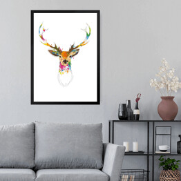 Obraz w ramie Kolorowa głowa jelenia