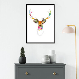 Plakat w ramie Kolorowa głowa jelenia