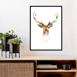 Plakat w ramie Kolorowa głowa jelenia