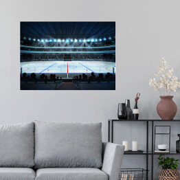 Plakat samoprzylepny Stadion hokejowy z fanami i puste lodowisko