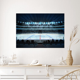 Plakat samoprzylepny Stadion hokejowy z fanami i puste lodowisko