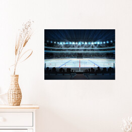 Plakat Stadion hokejowy z fanami i puste lodowisko