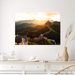 Plakat samoprzylepny Wielki Mur oświetlony słońcem podczas zachodu