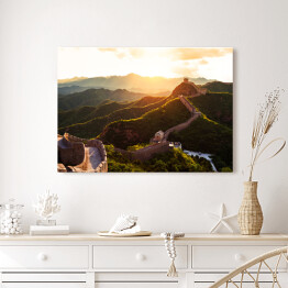 Obraz na płótnie Wielki Mur oświetlony słońcem podczas zachodu