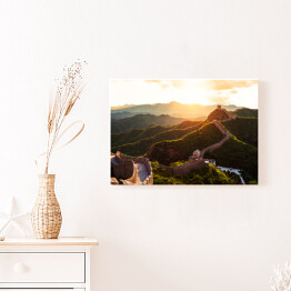 Obraz na płótnie Wielki Mur oświetlony słońcem podczas zachodu