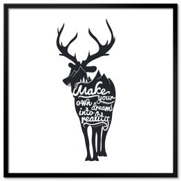 Plakat w ramie Romantyczny plakat z sylwetka jelenia.