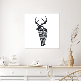 Plakat samoprzylepny Romantyczny plakat z sylwetka jelenia.