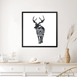 Obraz w ramie Romantyczny plakat z sylwetka jelenia.