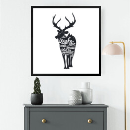 Obraz w ramie Romantyczny plakat z sylwetka jelenia.