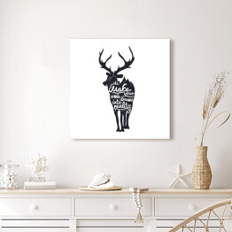 Obraz na płótnie Romantyczny plakat z sylwetka jelenia.