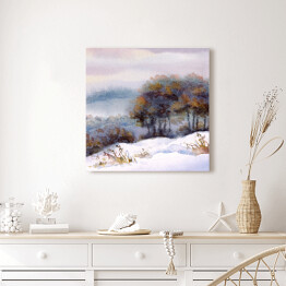 Obraz na płótnie Drzewa na wzgórzu zimą